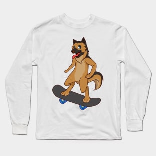 Cartoon shepherd dog riding skateboard Long Sleeve T-Shirt